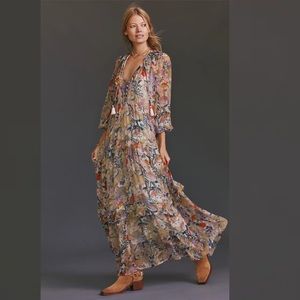 COPY - Anthropologie Floral Tiered Maxi Dress